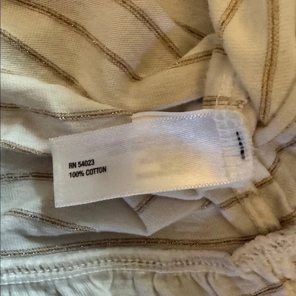 GAP cotton dress 5T white gold stripe spring summer ruched chest Easter